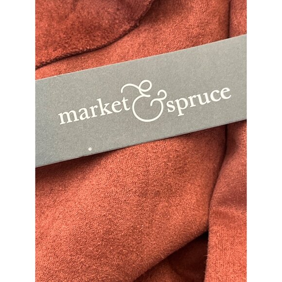 Market & Spruce Womens Rust Faux Suede Waterfall Open Front Jacket With Zipper P - Picture 7 of 9